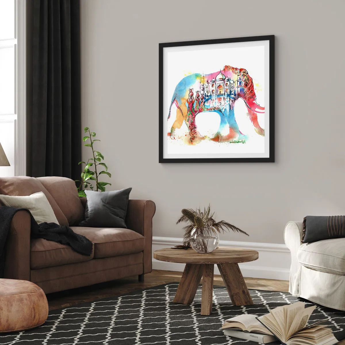 Plakat i sort ramme - Indien - kærlighedens aura - 40x40 cm