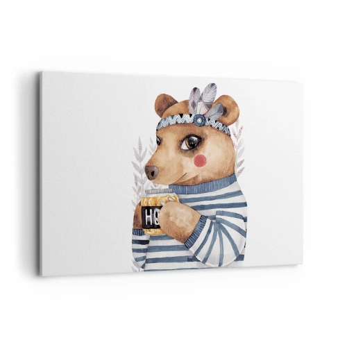 Lærredstryk - Billede på lærred - Søde bjørn - 120x80 cm