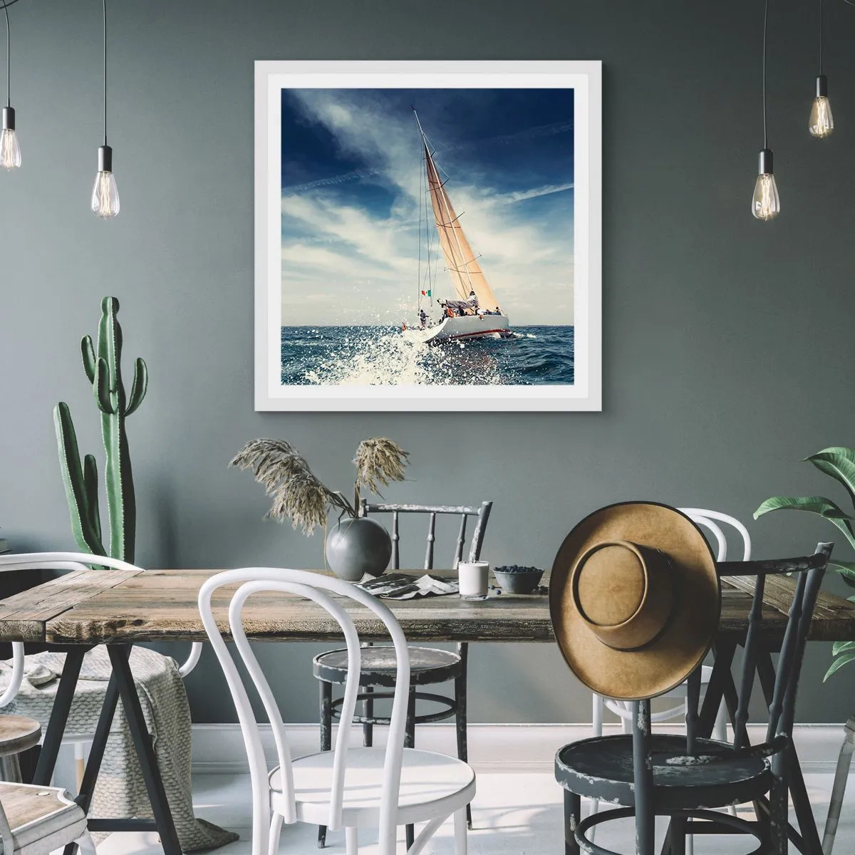 Plakat i hvid ramme - De kan ikke indhente os! - 30x30 cm