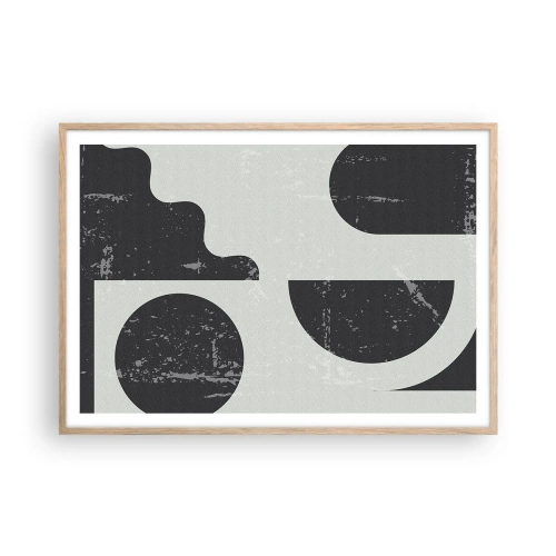 Plakat i ramme af lyst egetræ - Komposition over og under - 100x70 cm