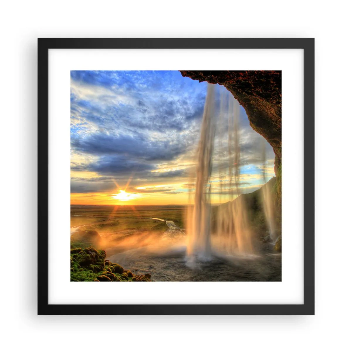 Plakat i sort ramme - Verden bag sløret af dråber - 40x40 cm