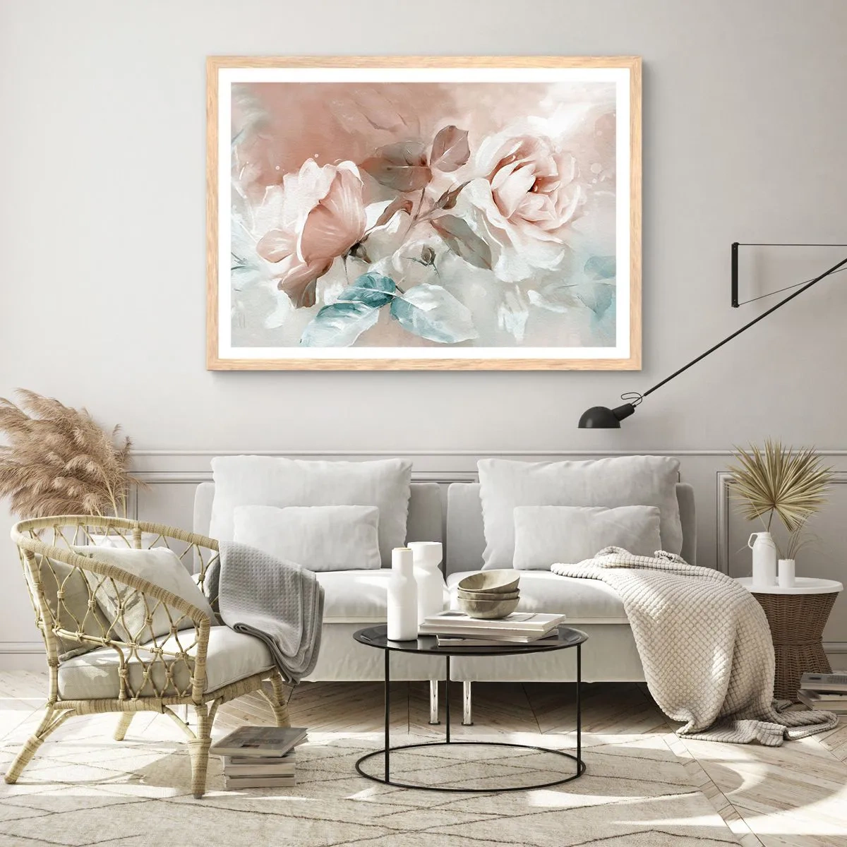 Plakat i ramme af lyst egetræ - Den romantiske ånd - 70x50 cm