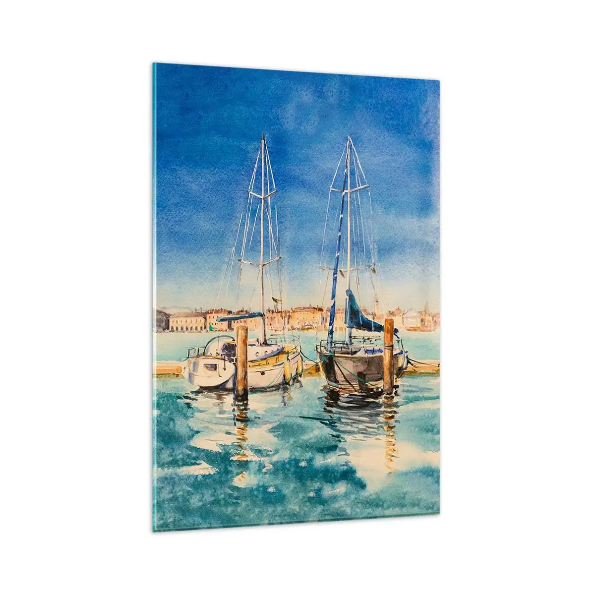 Billede på glas - Solrig lagune - 80x120 cm