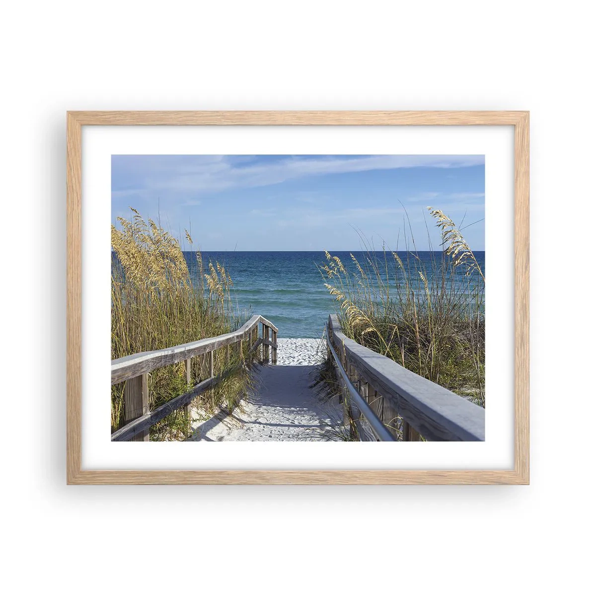 Plakat i ramme af lyst egetræ - I solen, i vinden - 50x40 cm