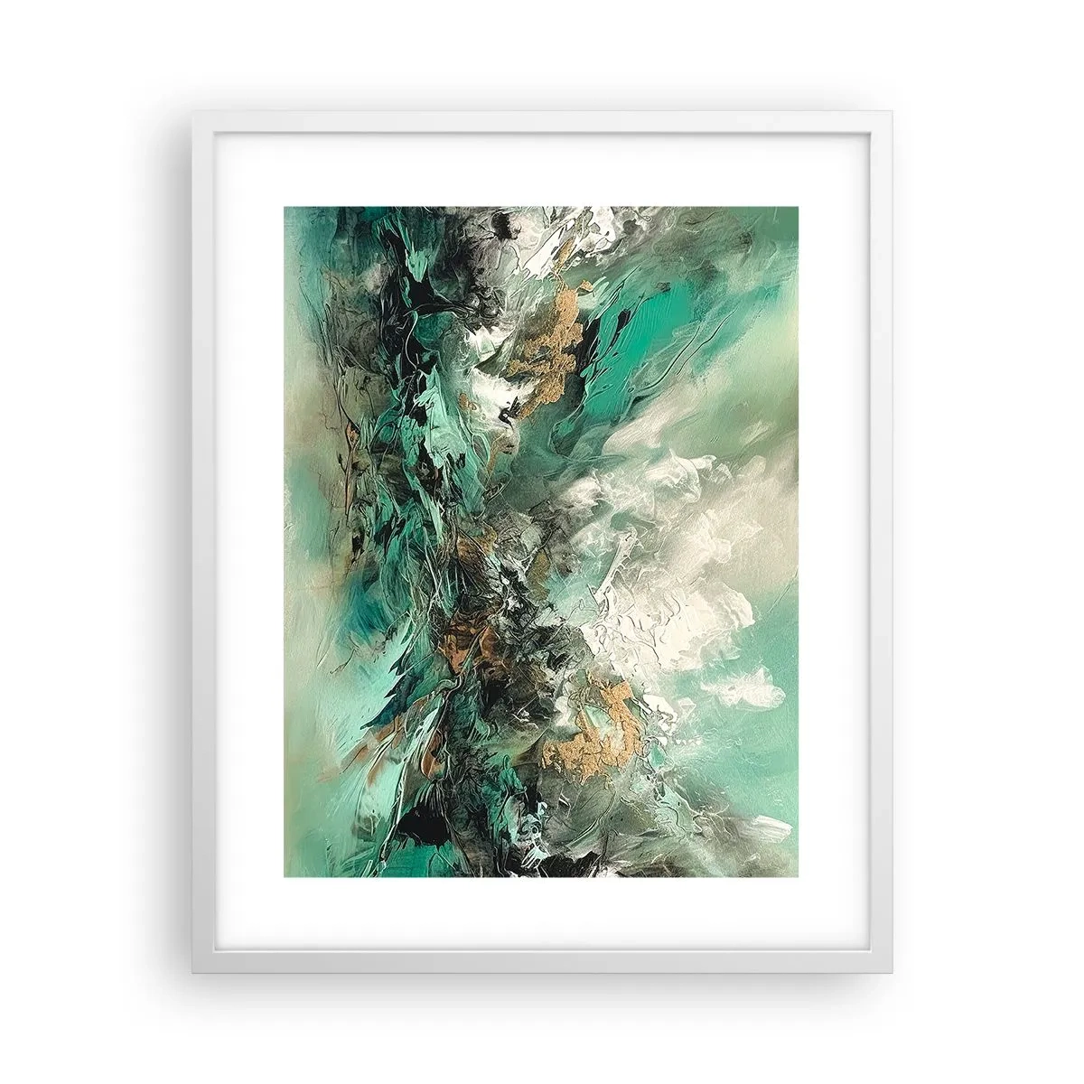 Plakat i hvid ramme - Smaragdsort byld - 40x50 cm