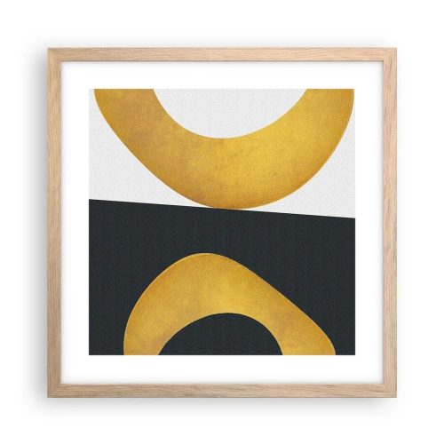 Plakat i ramme af lyst egetræ - Først: guld - 40x40 cm