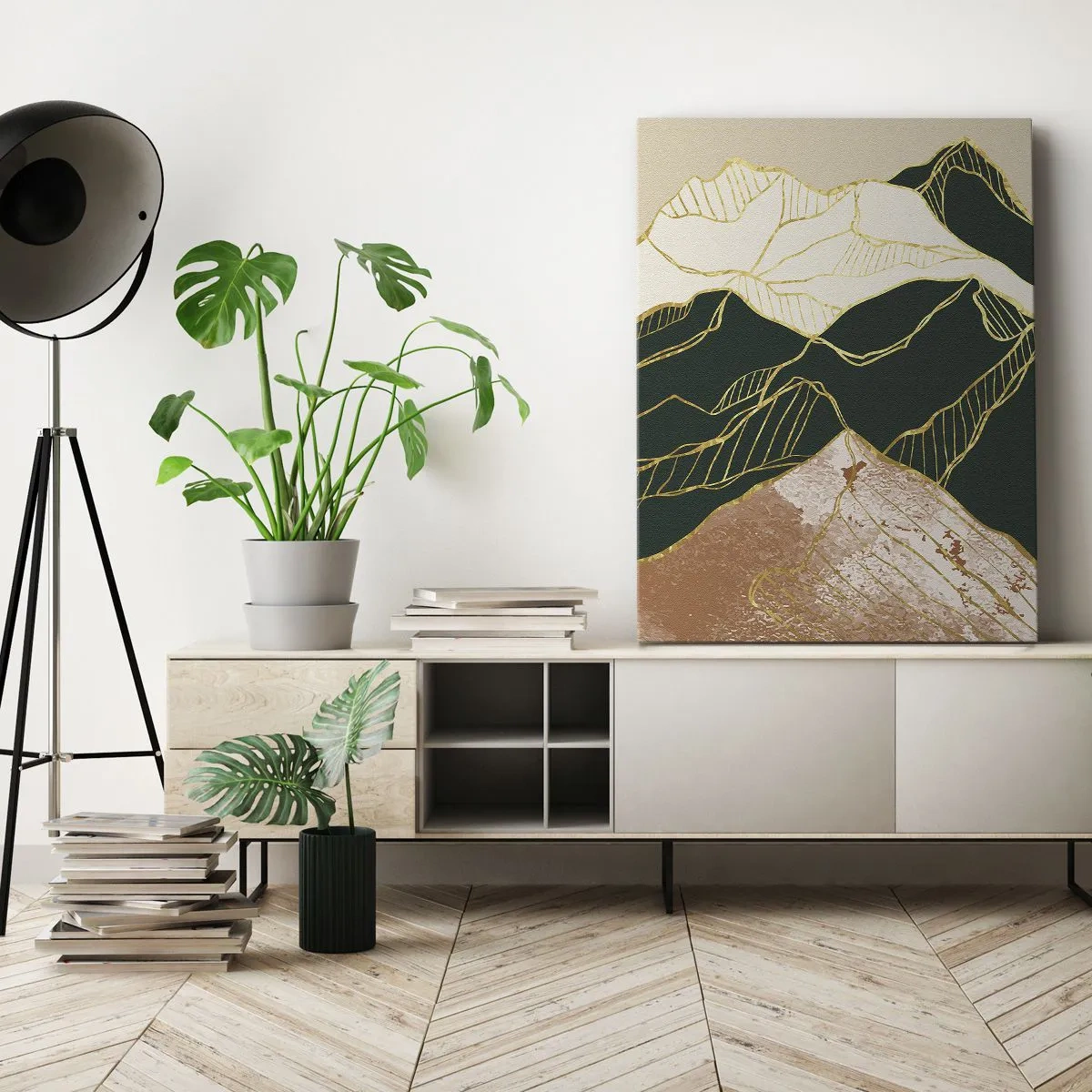 Lærredstryk - Billede på lærred - Gyldne toppe - 50x70 cm