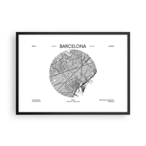 Plakat i sort ramme - Barcelonas anatomi - 70x50 cm