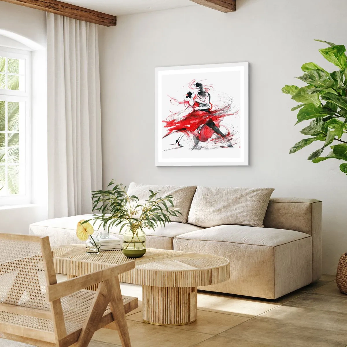 Plakat i hvid ramme - Tango - passionens rytme - 50x50 cm