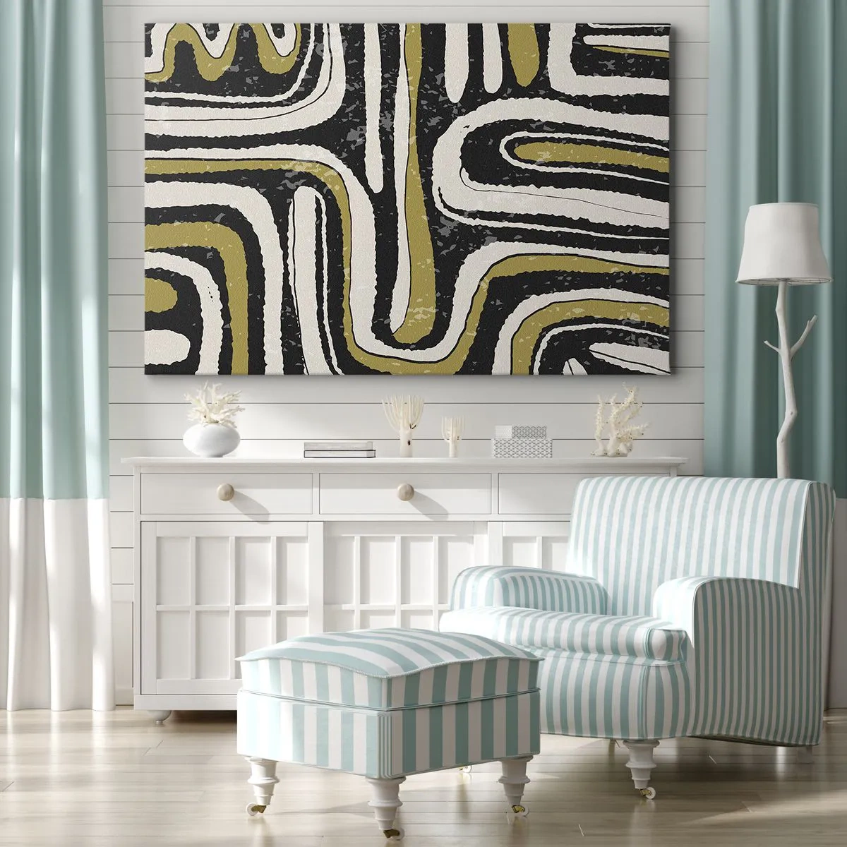 Lærredstryk - Billede på lærred - Komposition: stier og gyder - 100x70 cm