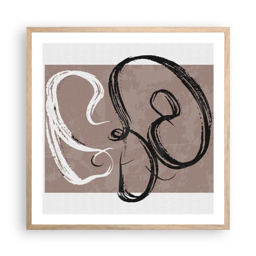 Plakat i ramme af lyst egetræ - Komposition - en søgen efter fuldstændighed - 60x60 cm