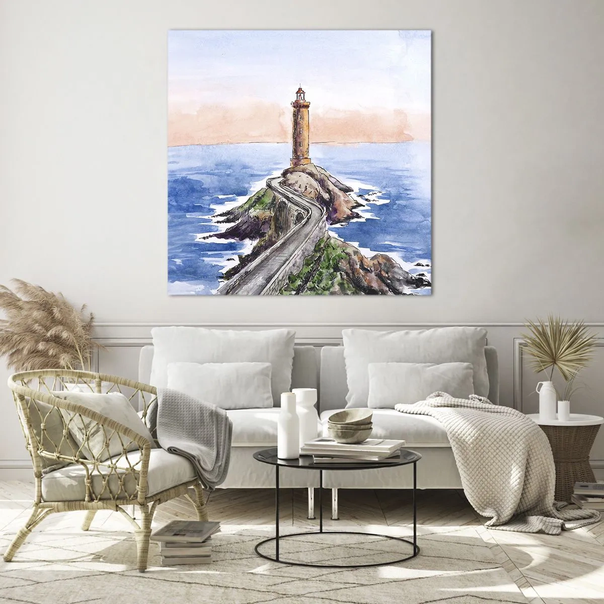 Billede på glas - Med front mod havet - 60x60 cm