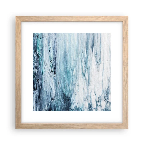 Plakat i ramme af lyst egetræ - Blå istapper - 30x30 cm