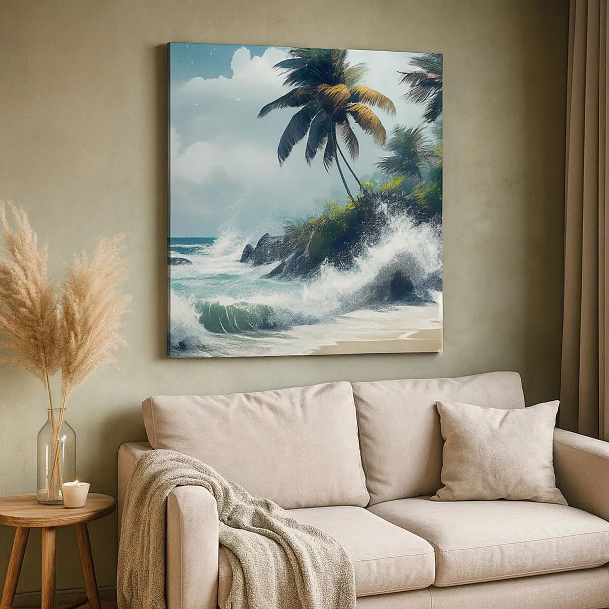 Lærredstryk - Billede på lærred - På en tropisk strand - 30x30 cm