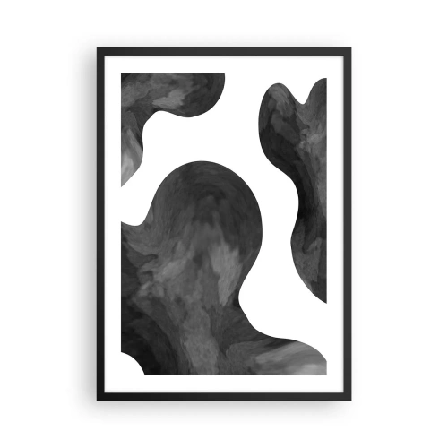 Plakat i sort ramme - Abstrakt komposition i sort-hvid med organiske former - 50x70cm - Mælkevejen - Moderne vægdekoration til stue og soveværelse ARTTOR