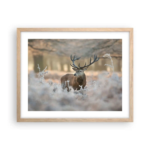 Plakat i ramme af lyst egetræ - En frisk morgen - 50x40 cm