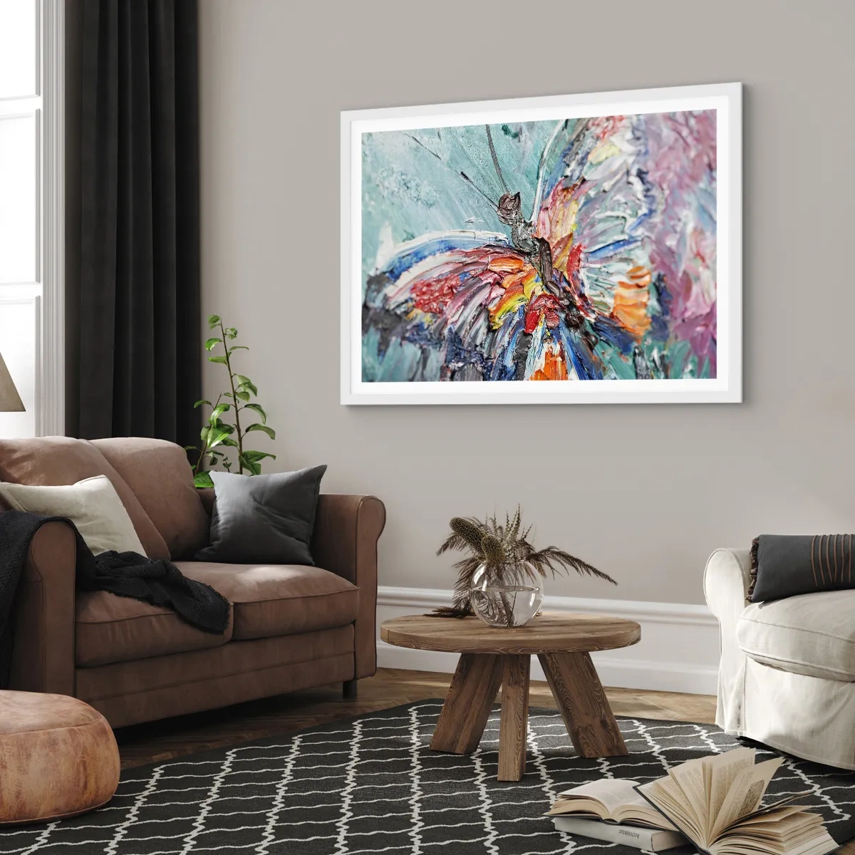 Plakat i hvid ramme - Malet af naturen - 100x70 cm