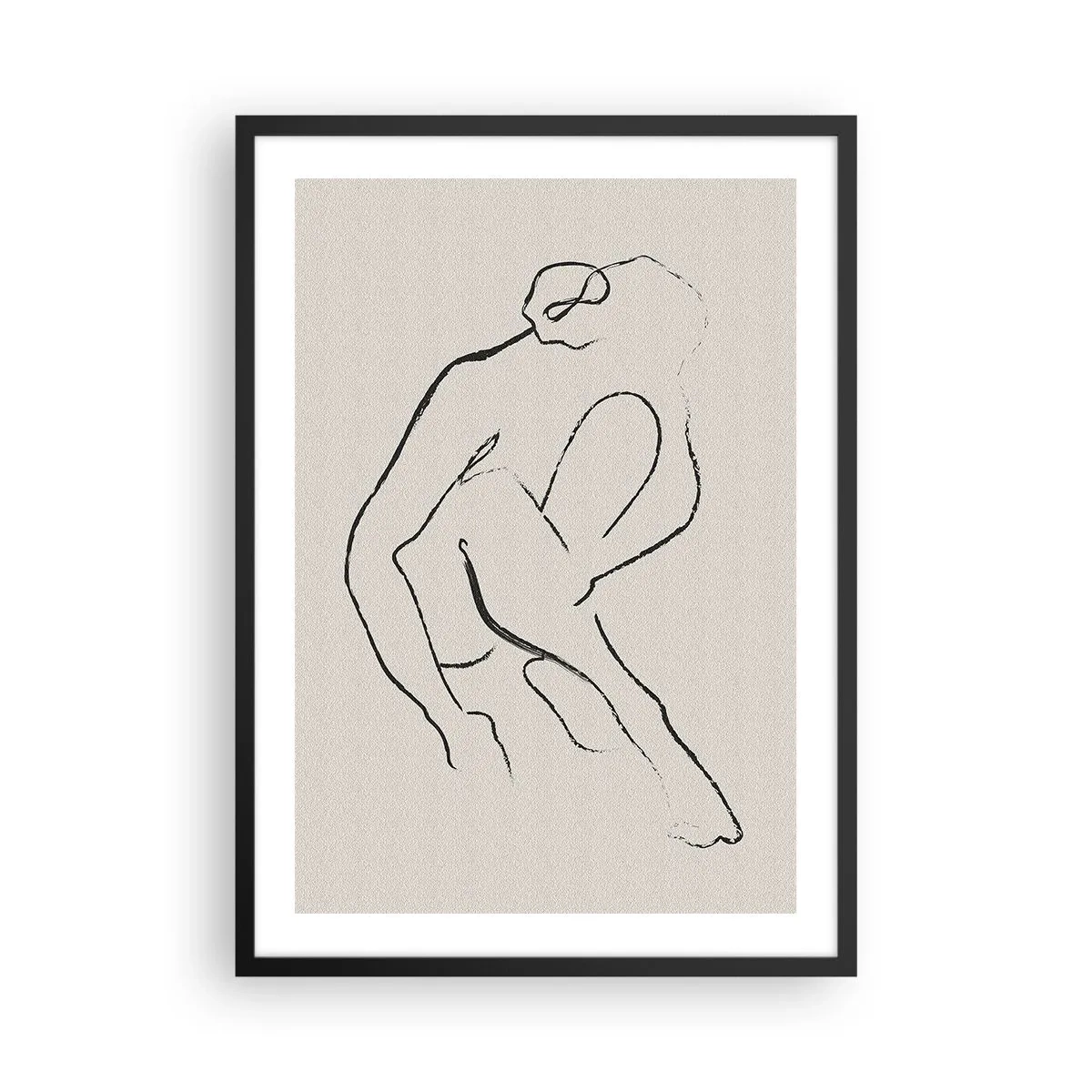 Plakat i sort ramme - En minimalistisk skitse af en kvindelig silhuet - 50x70cm - Intim skitse - Moderne vægdekoration til stue og soveværelse ARTTOR
