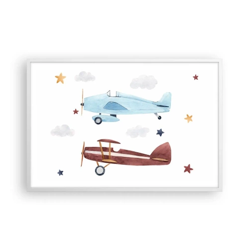 Plakat i hvid ramme - Hr. pilot, vi venter! - 91x61 cm