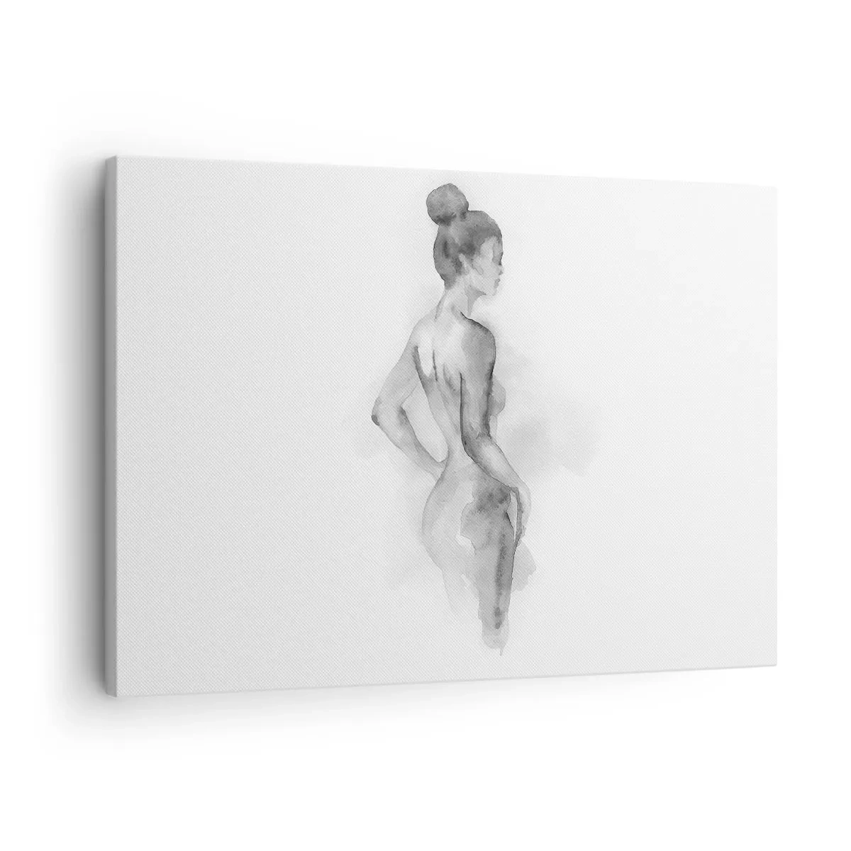 Lærredstryk - Billede på lærred - Akvarelskitse af en kvindelig silhuet - 70x50cm - Smukt som et maleri - Moderne vægdekoration til stue og soveværelse ARTTOR
