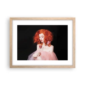 Plakat i ramme af lyst egetræ - I barokstil - 40x30 cm