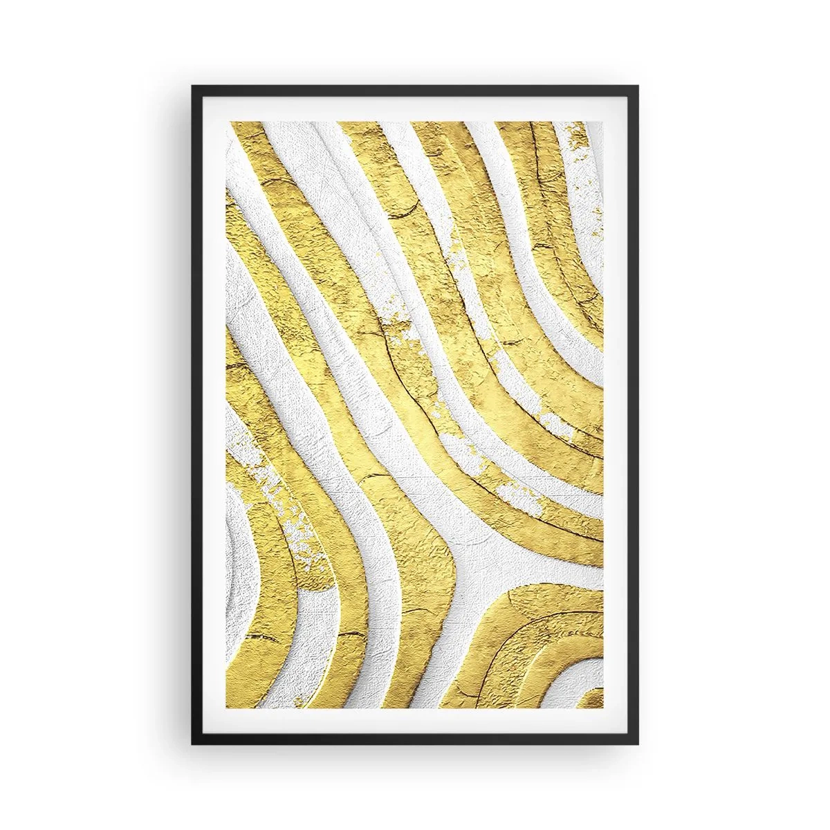 Plakat i sort ramme - Sammensætning i hvidt og guld - 61x91 cm
