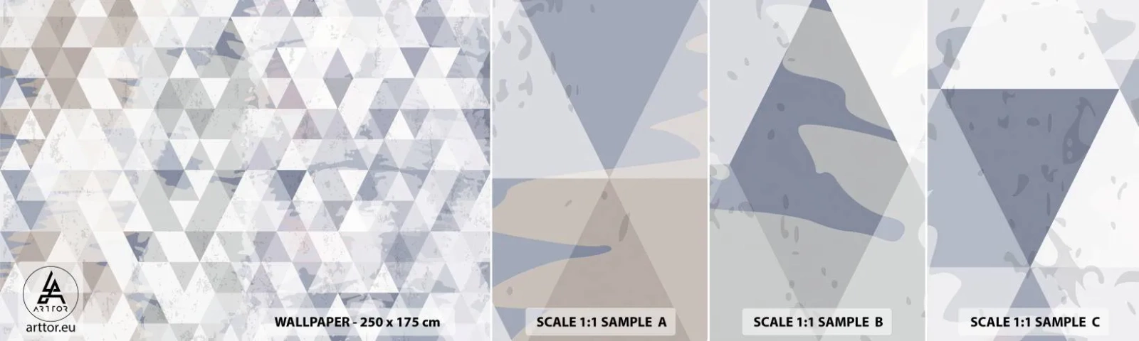 Fototapet Prøve Standard Eco - I takt på tre - Abstraktion, Stykke, Trekanter - 100x30 cm