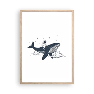 Plakat i ramme af lyst egetræ - Et kosmisk eventyr - 50x70 cm