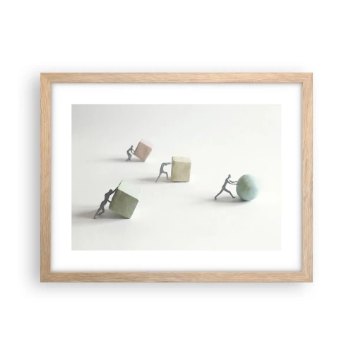 Plakat i ramme af lyst egetræ - Selve livet - 40x30 cm