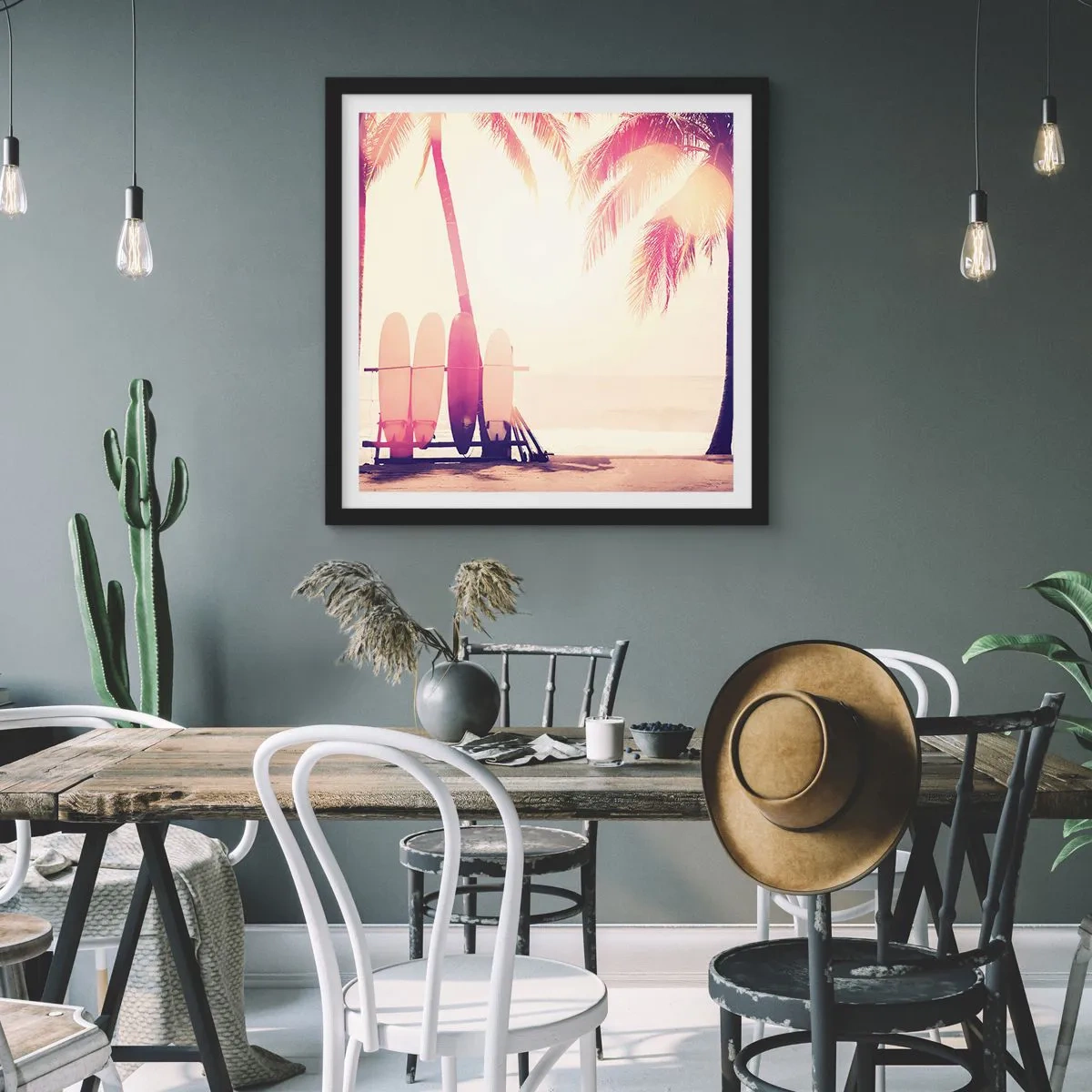 Plakat i sort ramme - Det bliver en fantastisk dag - 40x40 cm