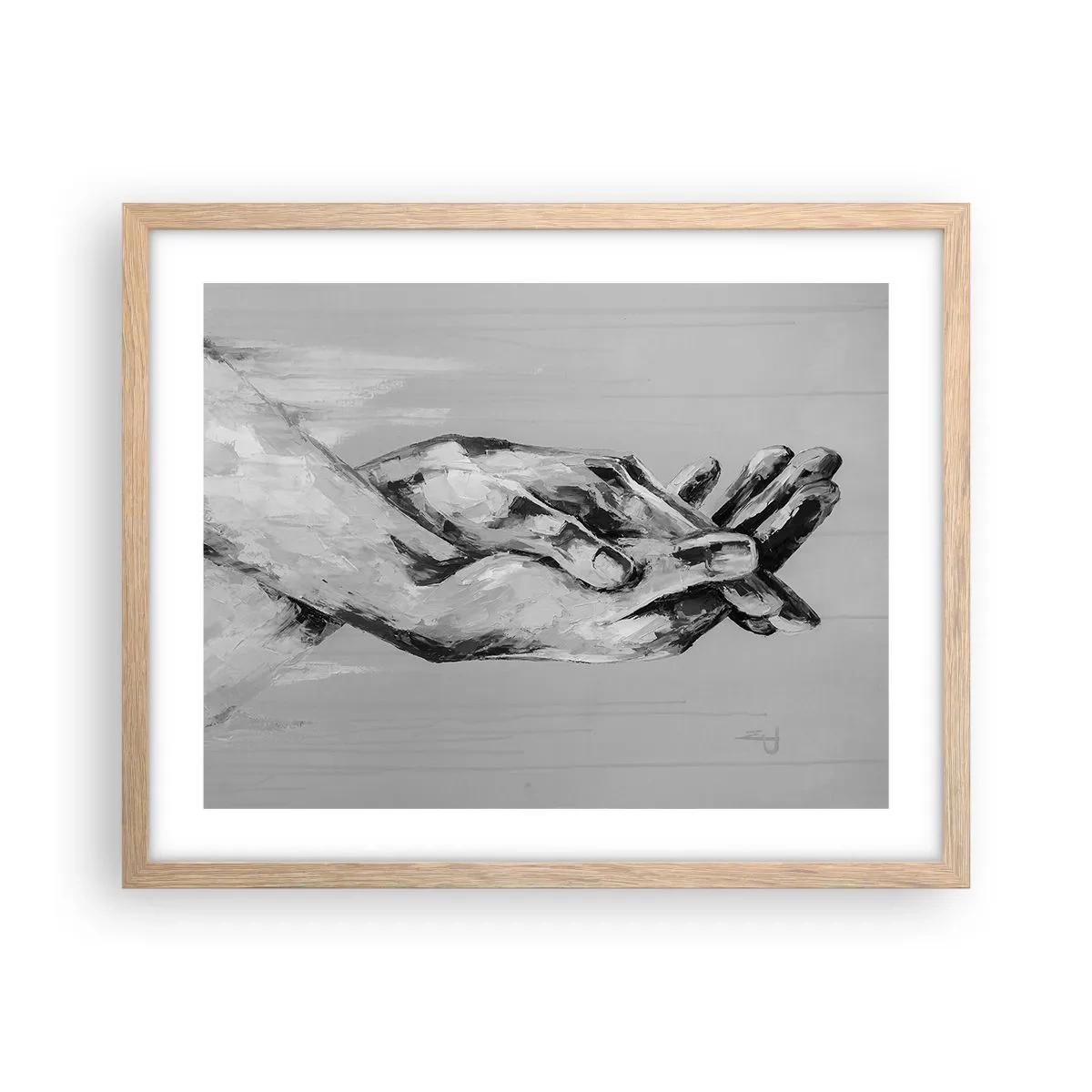 Plakat i ramme af lyst egetræ - Begyndelsen ... - 50x40 cm