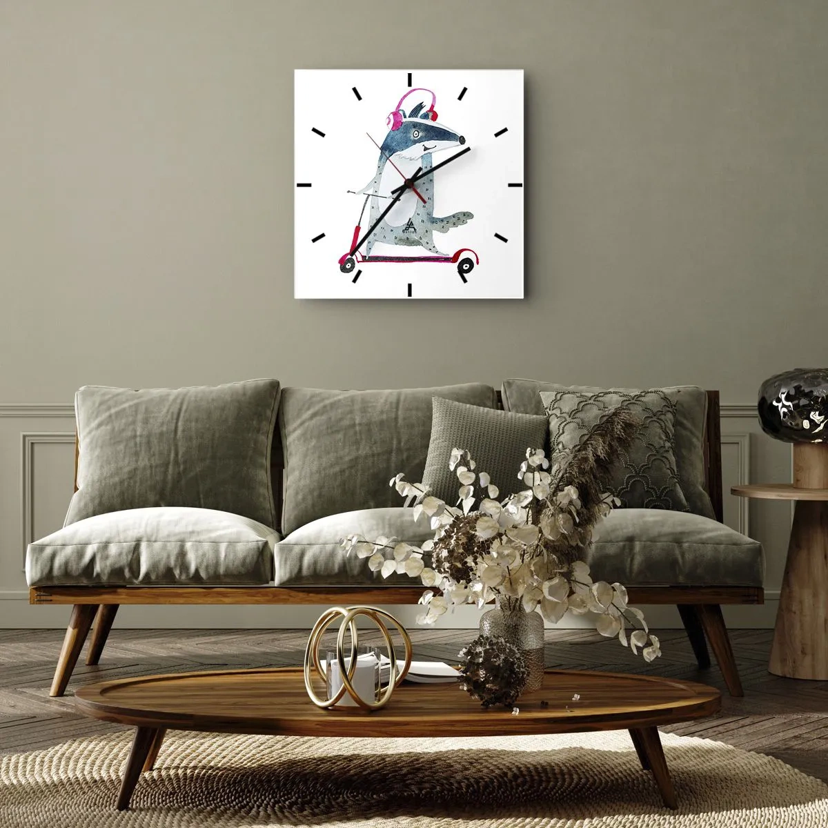 Vægur, Uret - Grævlingens glæder - 40x40 cm