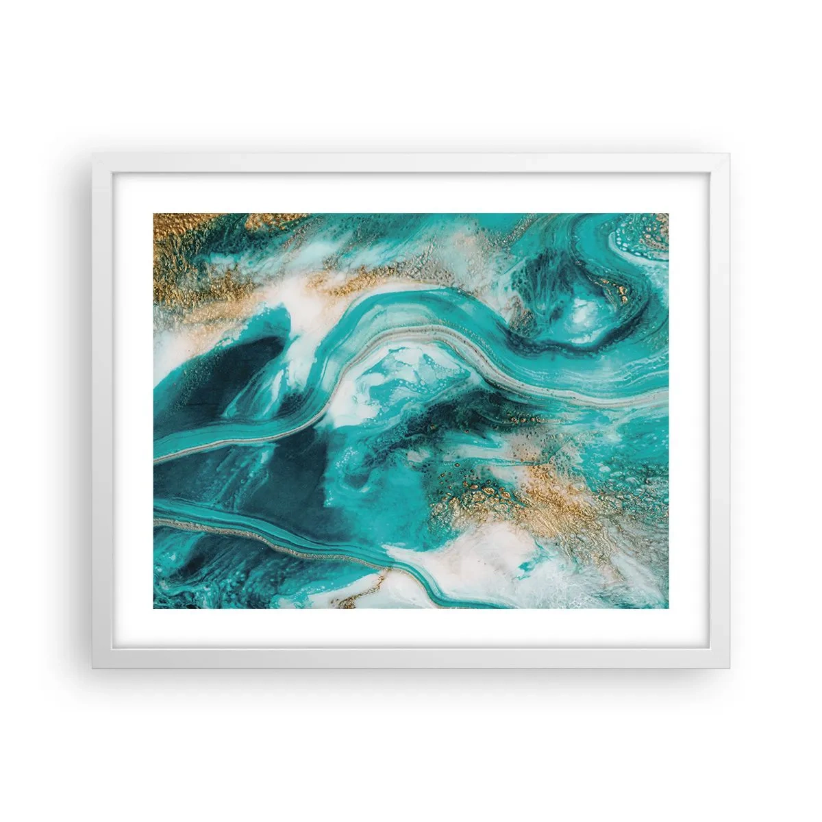 Plakat i hvid ramme - Flod af guld - 50x40 cm
