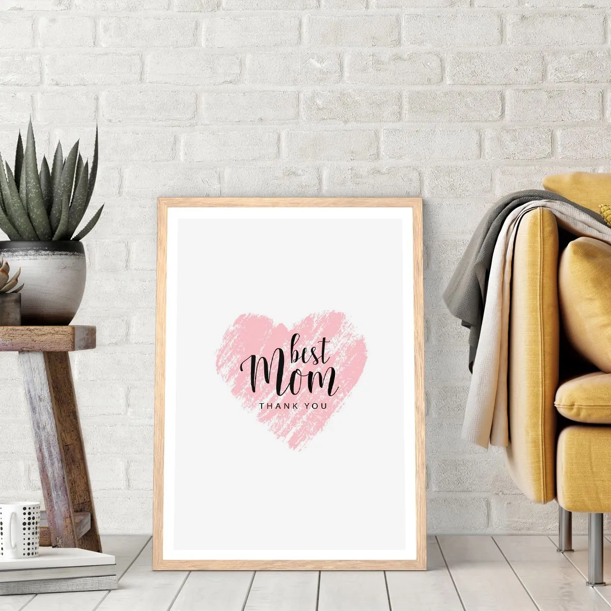 Plakat i ramme af lyst egetræ - Altid det rette øjeblik - 40x50 cm