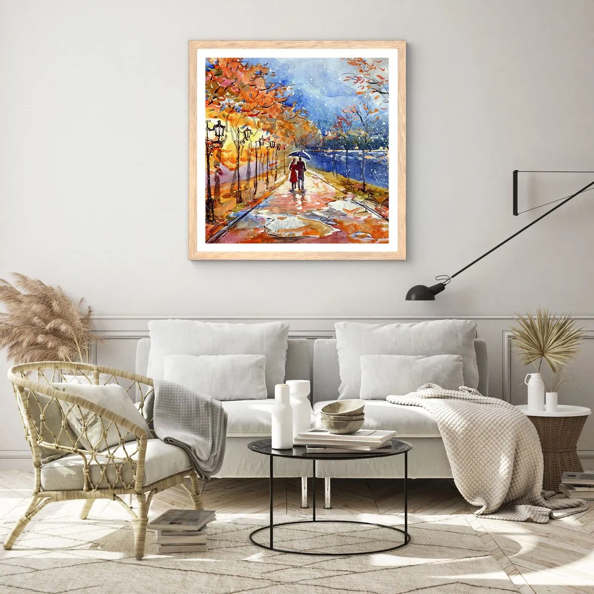 Plakat i ramme af lyst egetræ - Sammen indtil tidsfristen - 30x30 cm