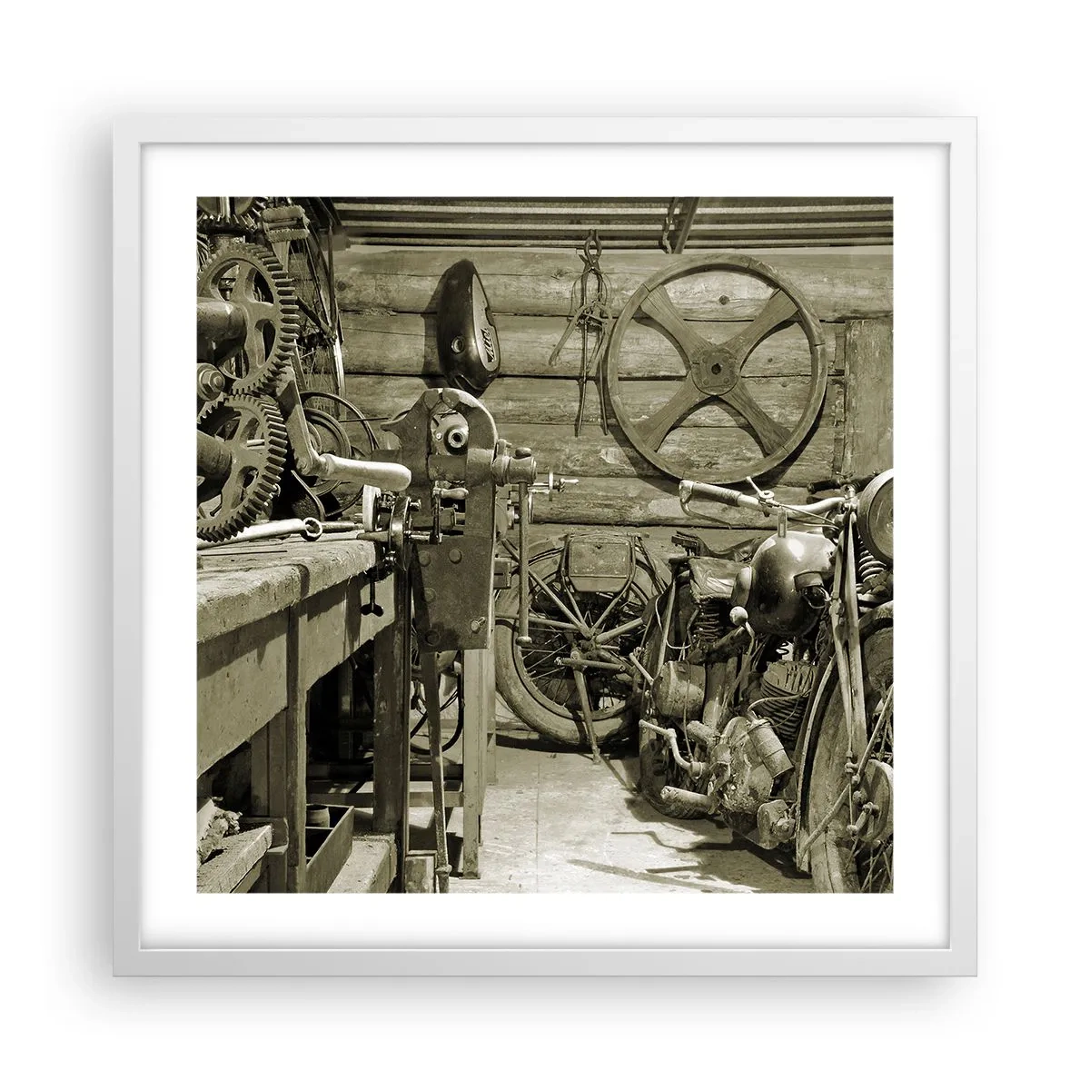 Plakat i hvid ramme - I onkel Wladeks skur - 50x50 cm