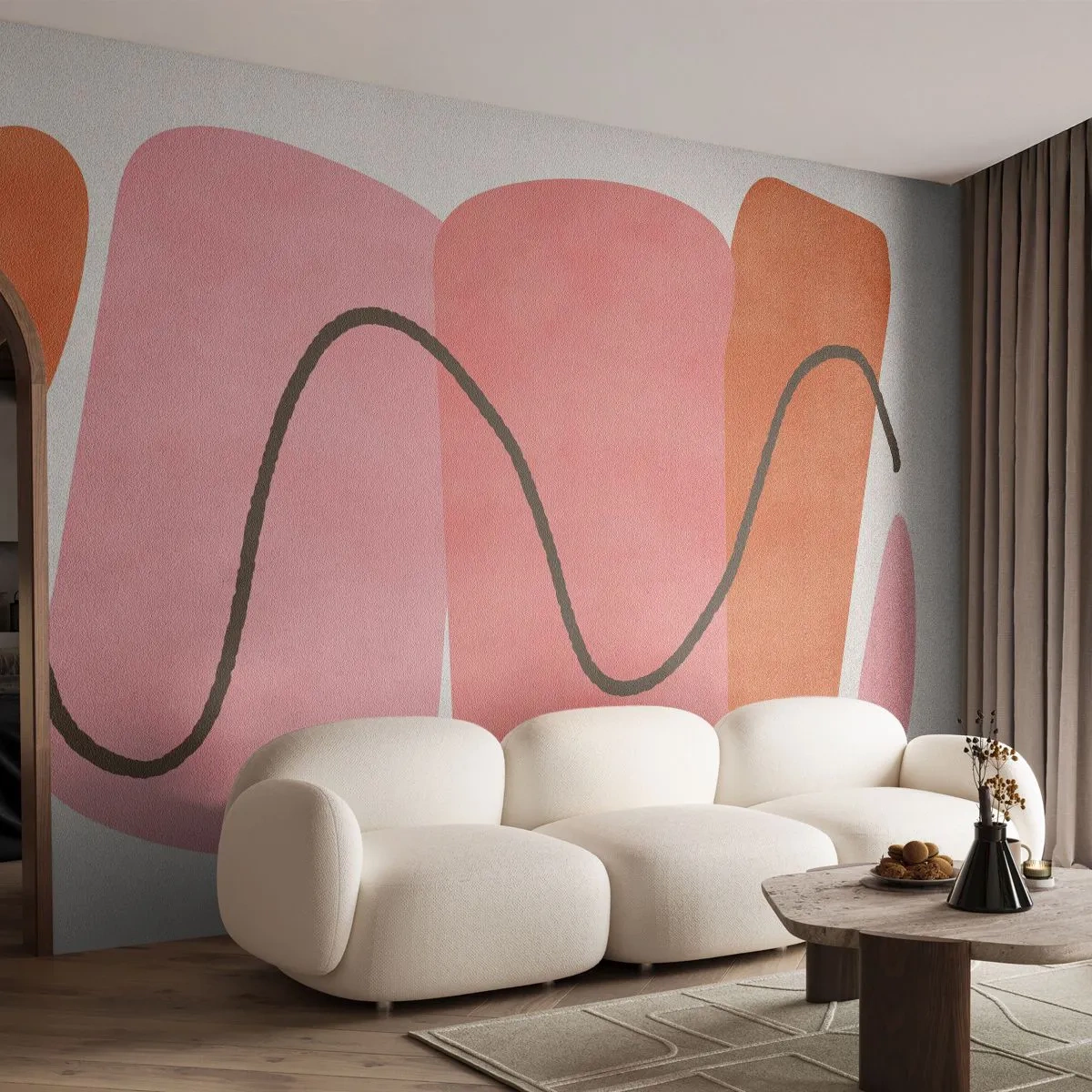 Fototapet Standard Eco - Formernes blide bevægelse - Abstraktion, Minimalisme, Pastel - 350x256 cm