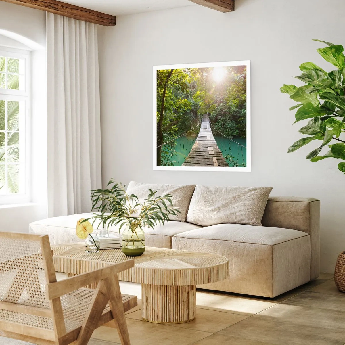 Plakat - Over det azurblå vand til den azurblå skov - 50x50 cm