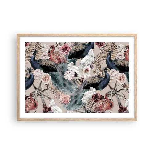 Plakat i ramme af lyst egetræ - I paladsets have - 70x50 cm