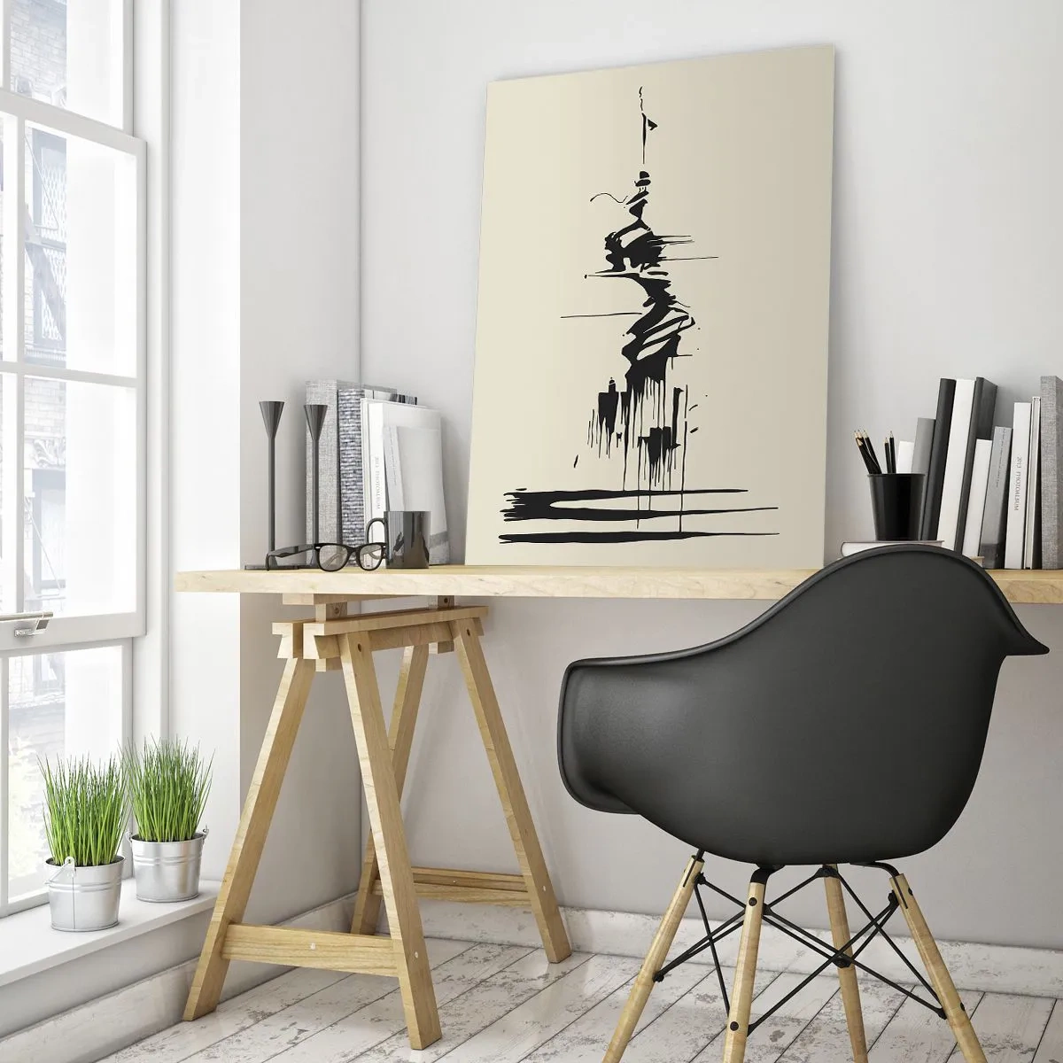 Billede på glas - Skyndsom abstraktion - 70x100 cm