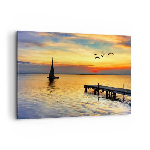 Lærredstryk - Billede på lærred - Returnering om aftenen - 120x80 cm