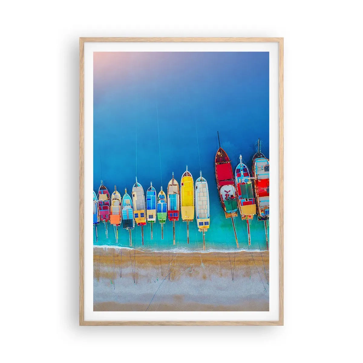 Plakat i ramme af lyst egetræ - Fra et fugleperspektiv - 70x100 cm