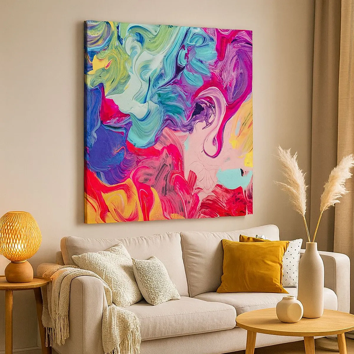 Lærredstryk - Billede på lærred - Farvernes fødsel - 30x30 cm