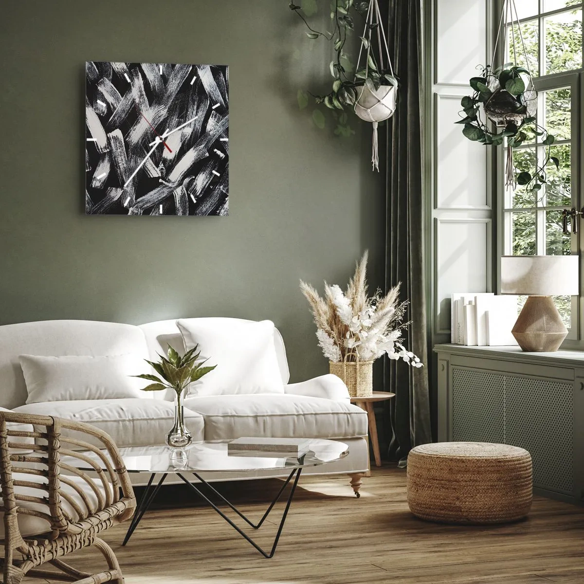 Vægur, Uret - Abstraktion i den industrielle ånd - 40x40 cm