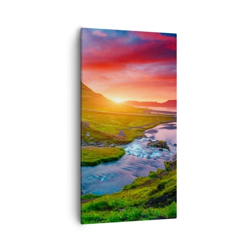 Lærredstryk - Billede på lærred - Island - ild og vand - 55x100 cm
