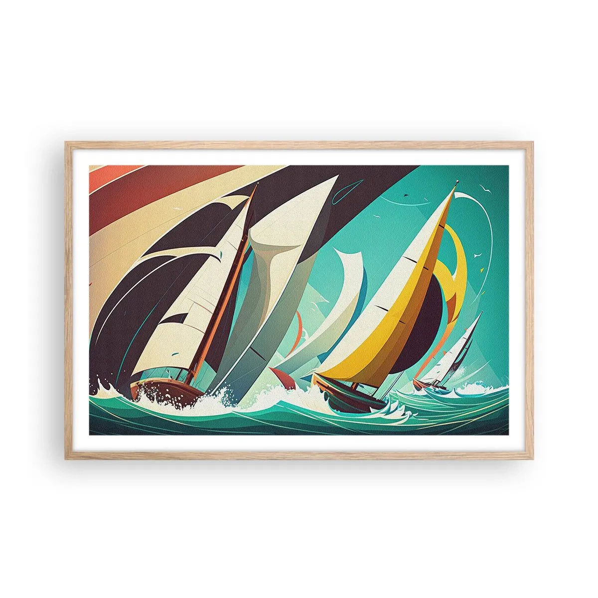 Plakat i ramme af lyst egetræ - Tæt på og personligt med elementerne - 91x61 cm