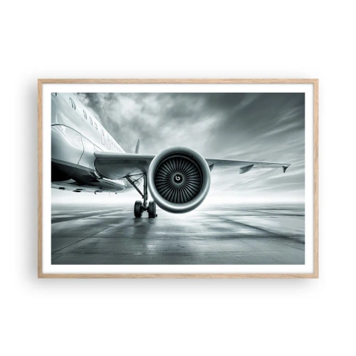 Plakat i ramme af lyst egetræ - Der er kraft! - 100x70 cm