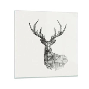Billede på glas - Hjorte i kubistisk stil - 50x50 cm