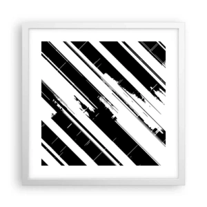 Plakat i hvid ramme - Intens og dynamisk komposition - 40x40 cm