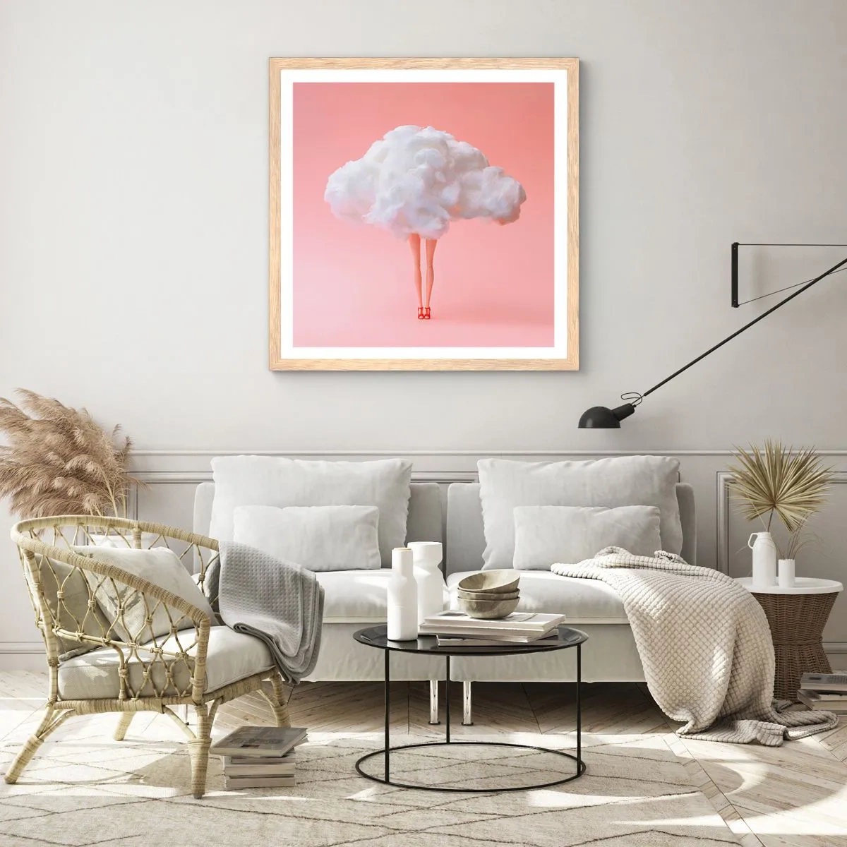 Plakat i ramme af lyst egetræ - Et sødt løfte - 40x40 cm